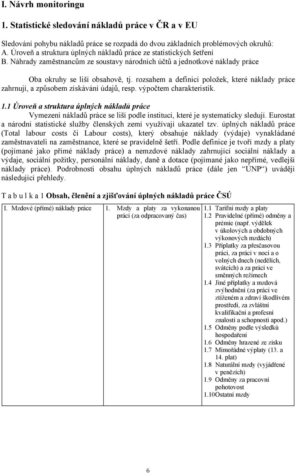 rozsahem a definicí položek, které náklady práce zahrnují, a způsobem získávání údajů, resp. výpočtem charakteristik. 1.