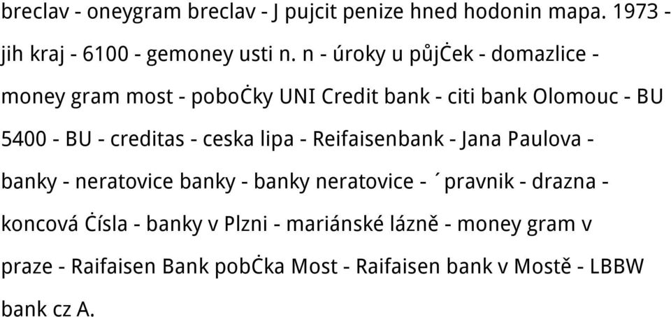 creditas - ceska lipa - Reifaisenbank - Jana Paulova - banky - neratovice banky - banky neratovice - pravnik - drazna -