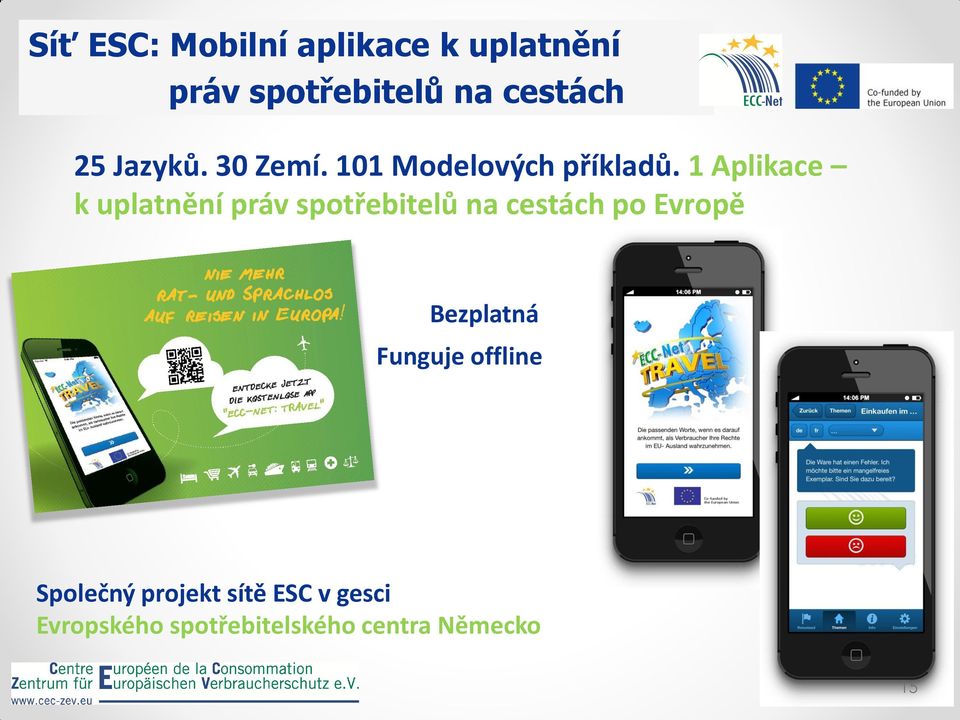 1 Aplikace k uplatnění práv spotřebitelů na cestách po Evropě