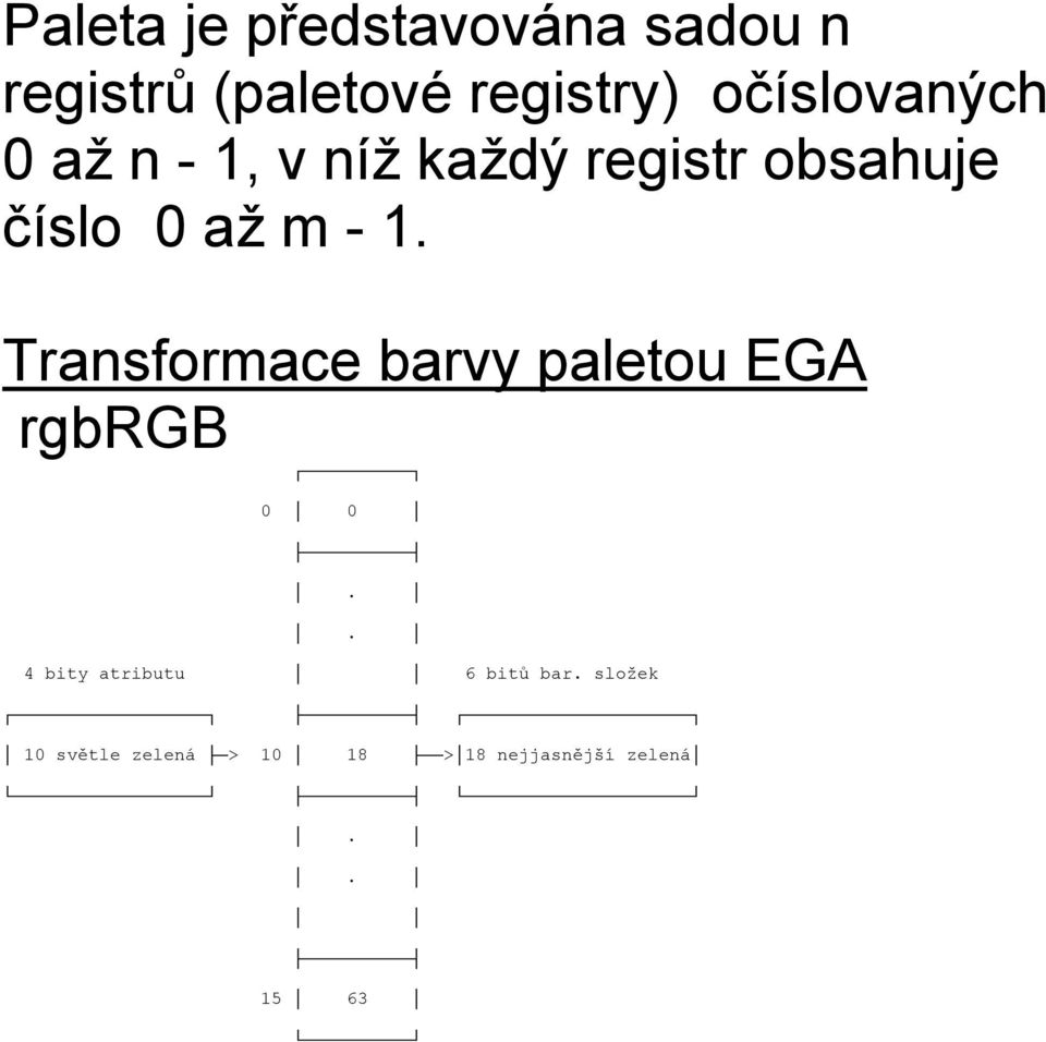 - 1. Transformace barvy paletou EGA rgbrgb 0 0.