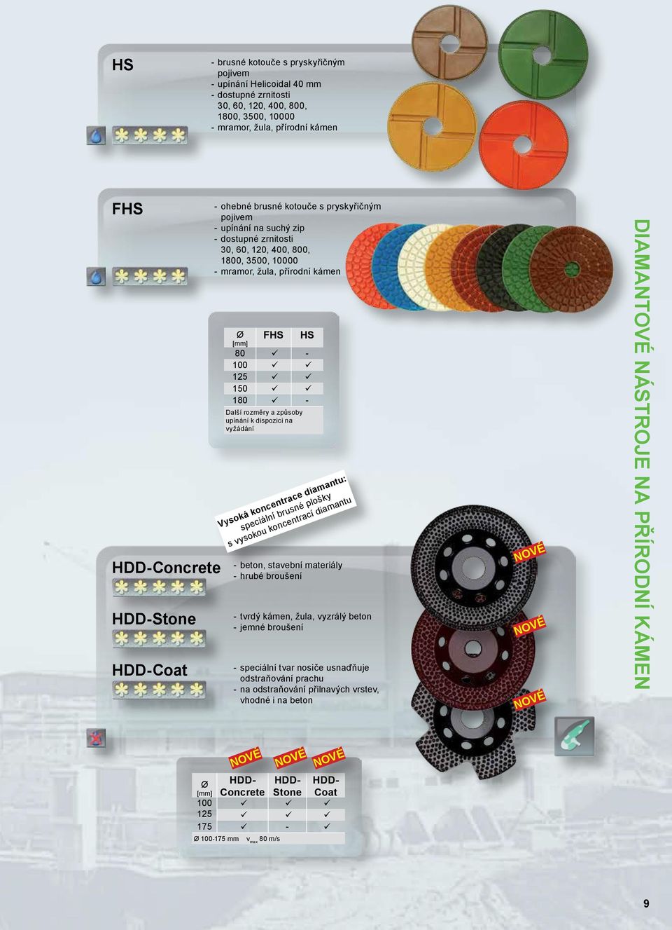 rozměry a způsoby upínání k dispozici na vyžádání Vysoká koncentrace diamantu: speciální brusné plošky s vysokou koncentrací diamantu - beton, stavební materiály - hrubé broušení - tvrdý kámen, žula,