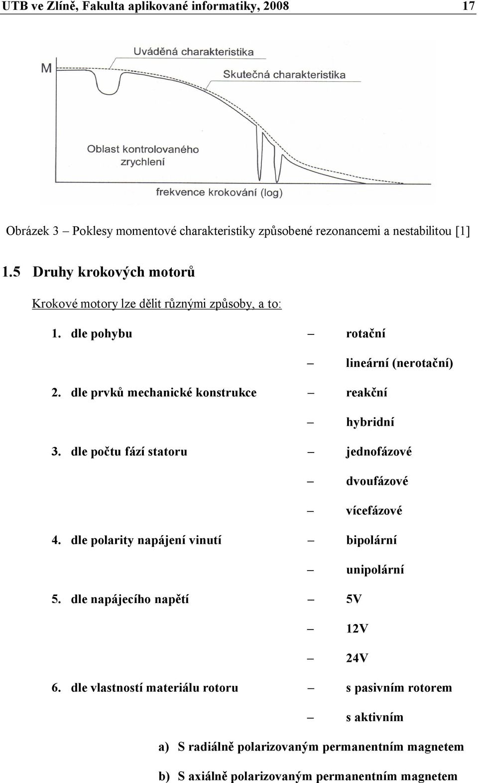 dle prvků mechanické konstrukce reakční hybridní 3. dle počtu fází statoru jednofázové dvoufázové vícefázové 4.