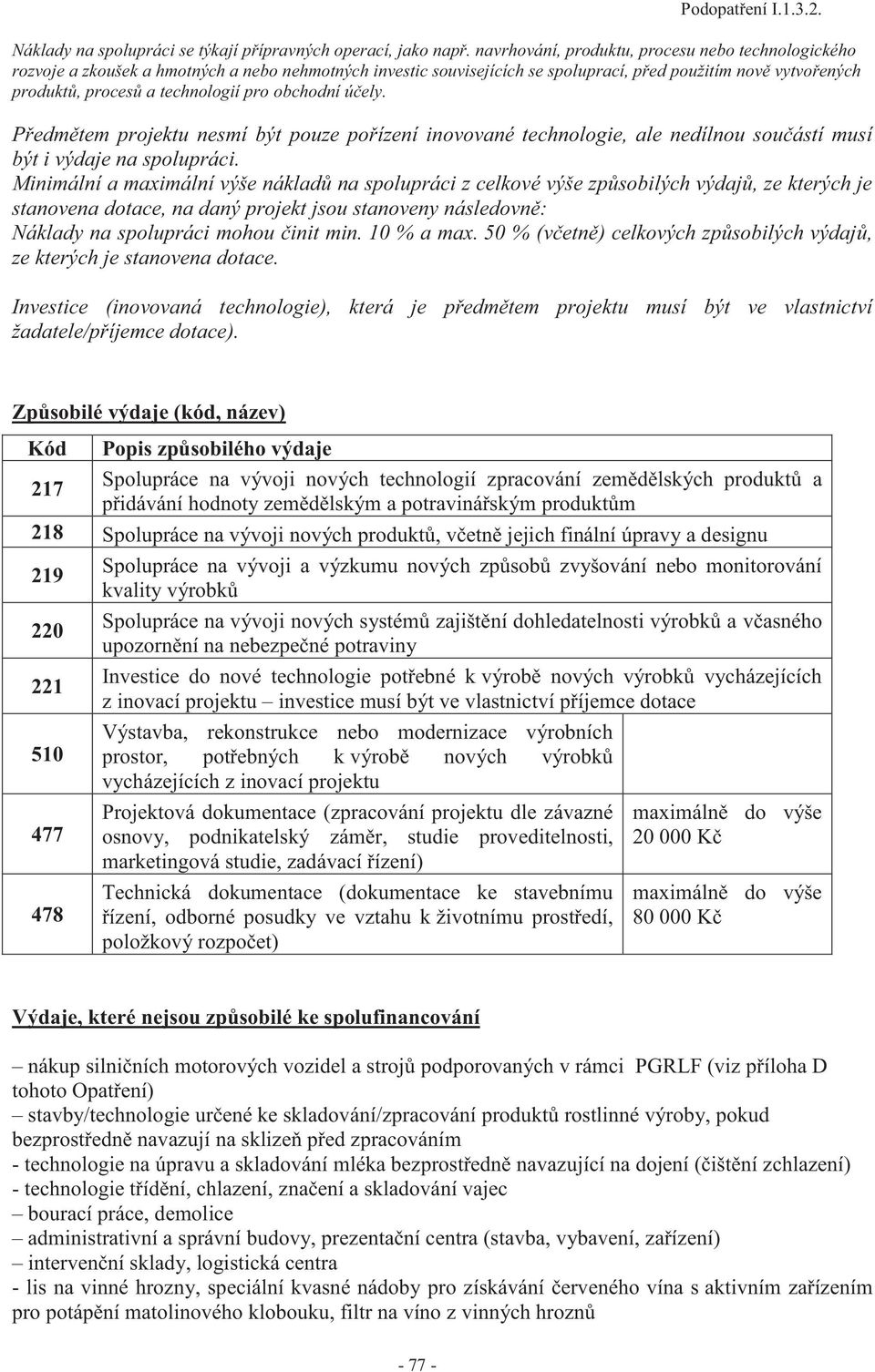 pro obchodní účely. Předmětem projektu nesmí být pouze pořízení inovované technologie, ale nedílnou součástí musí být i výdaje na spolupráci.