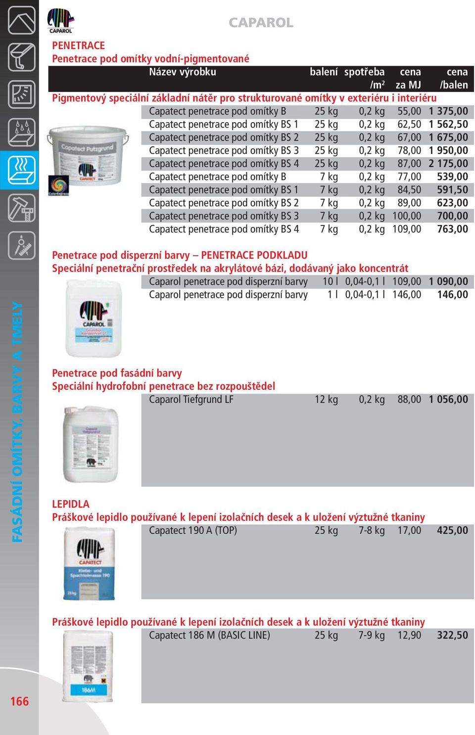 penetrace pod omítky BS 4 25 kg 0,2 kg 87,00 2 175,00 Capatect penetrace pod omítky B 7 kg 0,2 kg 77,00 539,00 Capatect penetrace pod omítky BS 1 7 kg 0,2 kg 84,50 591,50 Capatect penetrace pod