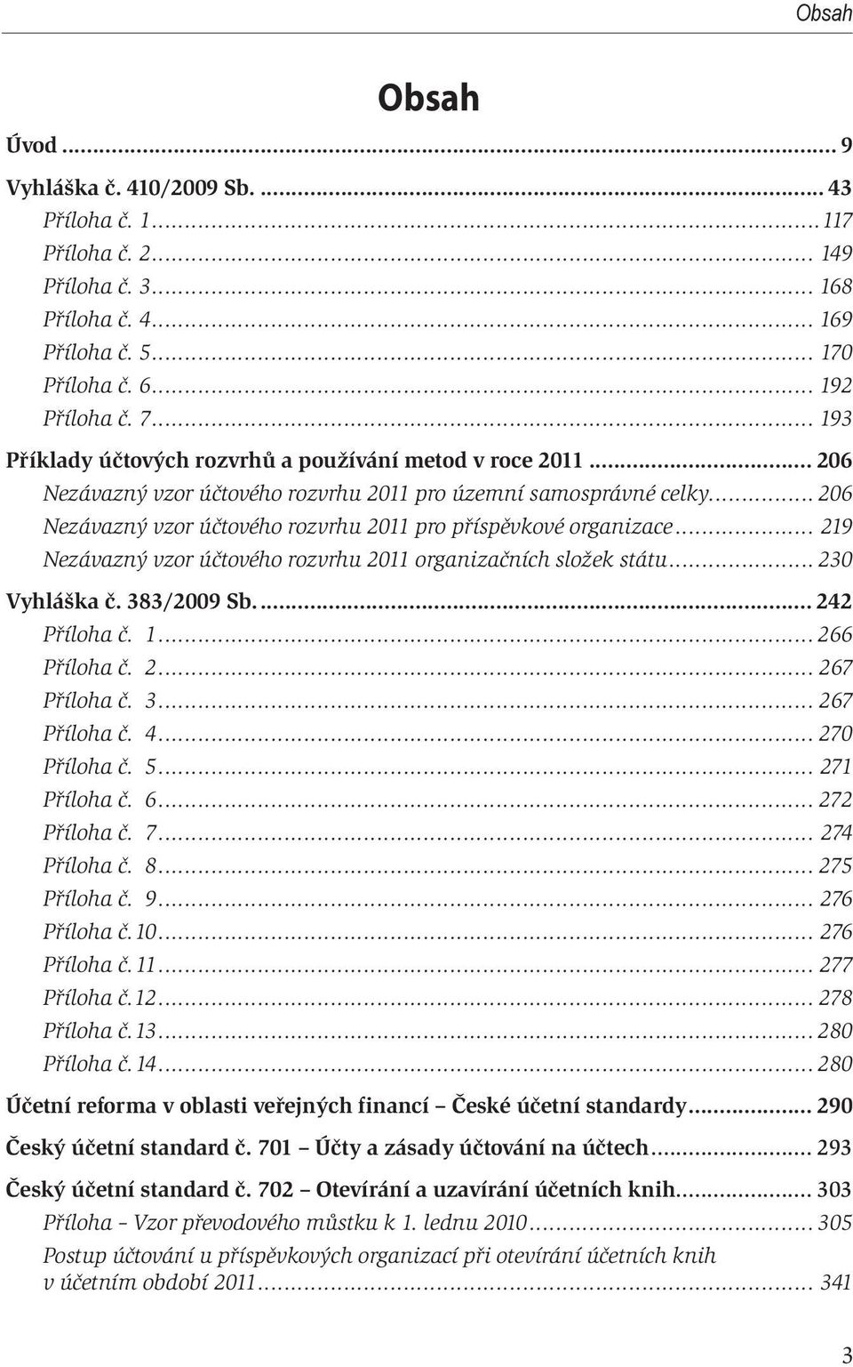 .. 206 Nezávazný vzor účtového rozvrhu 2011 pro příspěvkové organizace... 219 Nezávazný vzor účtového rozvrhu 2011 organizačních složek státu... 230 Vyhláška č. 383/2009 Sb.... 242 Příloha č. 1.