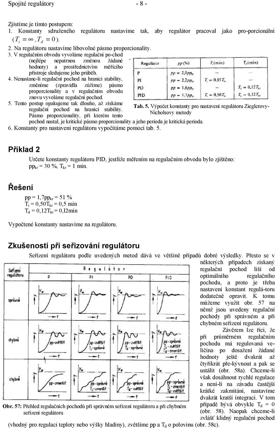 V regulačním obvodu vyvoláme regulační po-chod (nejlépe nepatrnou změnou žádané hodnoty) a prostřednctvím měřícího přístroje sledujeme jeho průběh. 4.