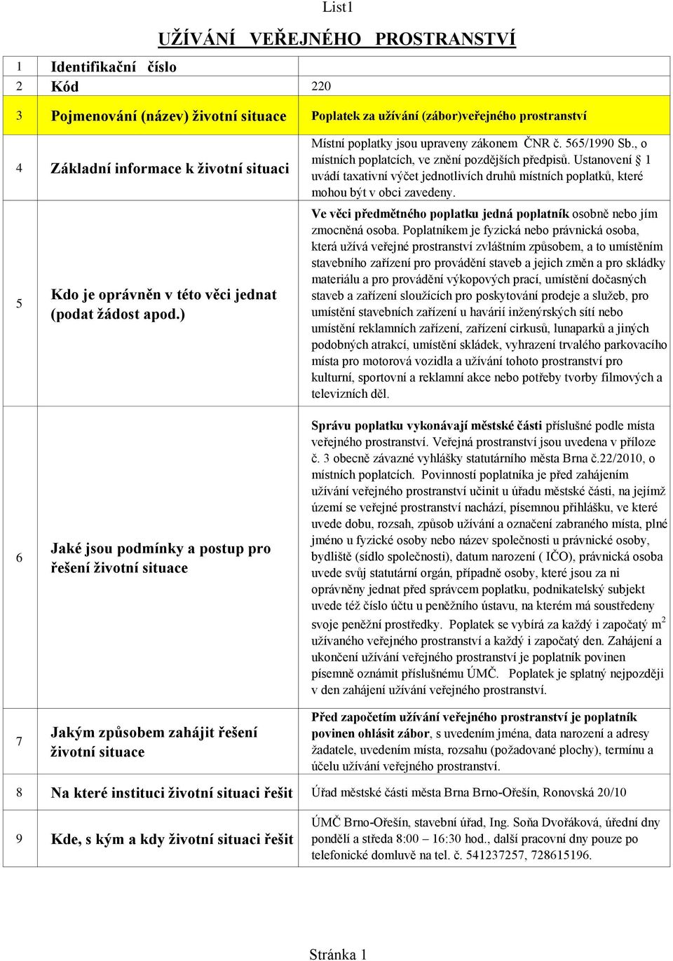 Ustanovení 1 uvádí taxativní výčet jednotlivích druhů místních poplatků, které mohou být v obci zavedeny. Ve věci předmětného poplatku jedná poplatník osobně nebo jím zmocněná osoba.