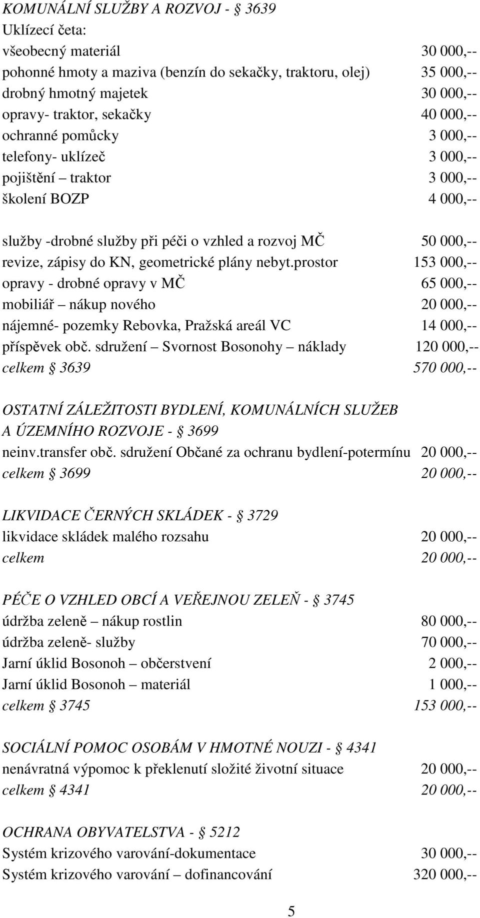 KN, geometrické plány nebyt.prostor 153 000,-- opravy - drobné opravy v MČ 65 000,-- mobiliář nákup nového 20 000,-- nájemné- pozemky Rebovka, Pražská areál VC 14 000,-- příspěvek obč.