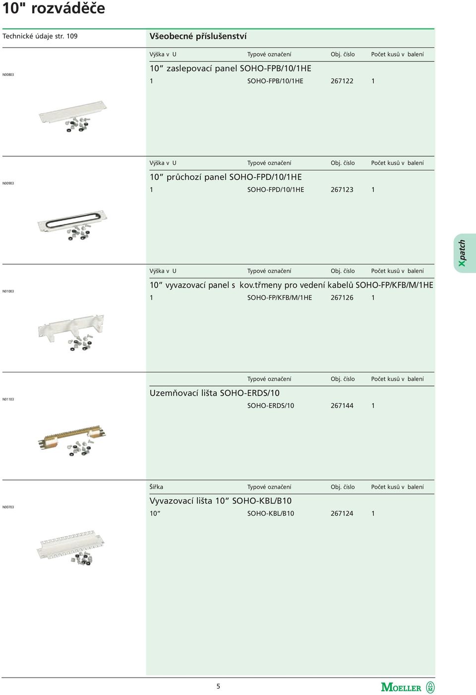 číslo Počet kusů v balení N00903 10 průchozí panel SOHO-FPD/10/1HE 1 SOHO-FPD/10/1HE 267123 1 Výška v U Typové označení Obj.