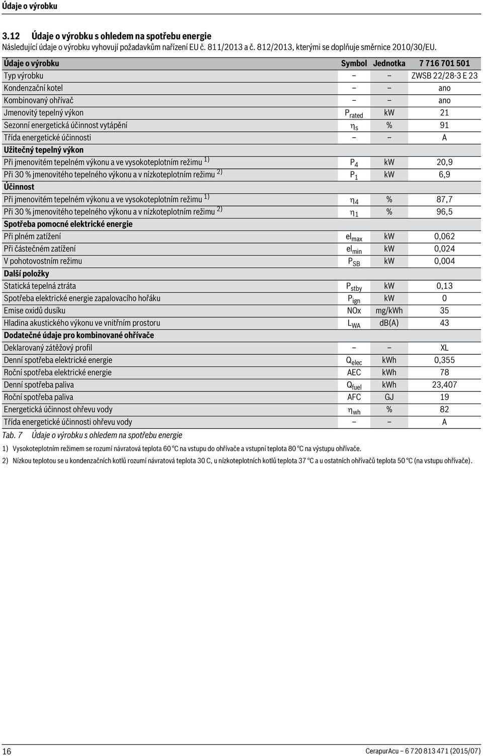 energetické účinnosti A Užitečný tepelný výkon Při jmenovitém tepelném výkonu a ve vysokoteplotním režimu ) P 4 kw 0,9 Při 30 % jmenovitého tepelného výkonu a v nízkoteplotním režimu ) P kw 6,9