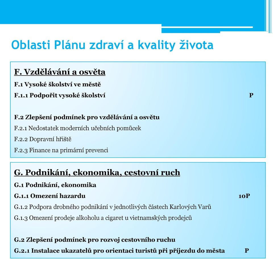 odnikání, ekonomika, cestovní ruch G.1 odnikání, ekonomika G.1.1 Omezení hazardu G.1.2 odpora drobného podnikání v jednotlivých částech Karlových Varů G.