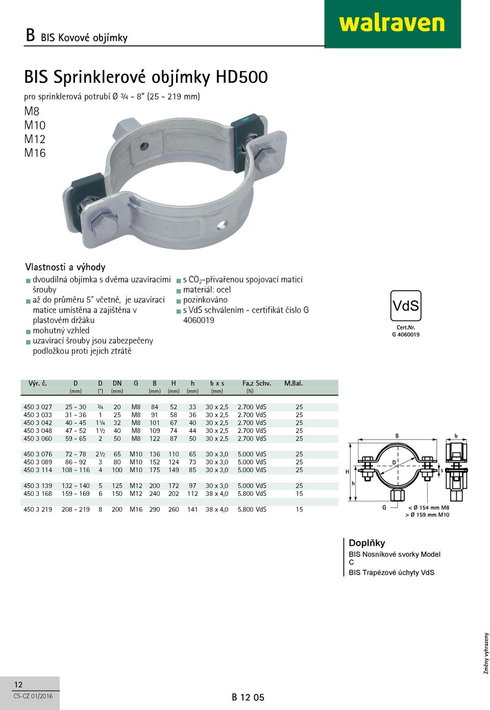 certifikát číslo G 4060019 Výr. č. D D DN G B H h b x s Fa,z Schv. M.Bal. (mm) (") (mm) (mm) (mm) (mm) (mm) (N) 450 3 027 25-30 ¾ 20 M8 84 52 33 30 x 2,5 2.