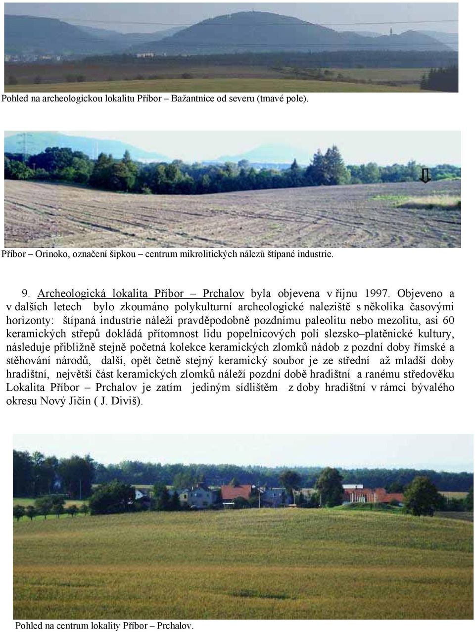 Objeveno a v dalších letech bylo zkoumáno polykulturní archeologické naleziště s několika časovými horizonty: štípaná industrie náleží pravděpodobně pozdnímu paleolitu nebo mezolitu, asi 60