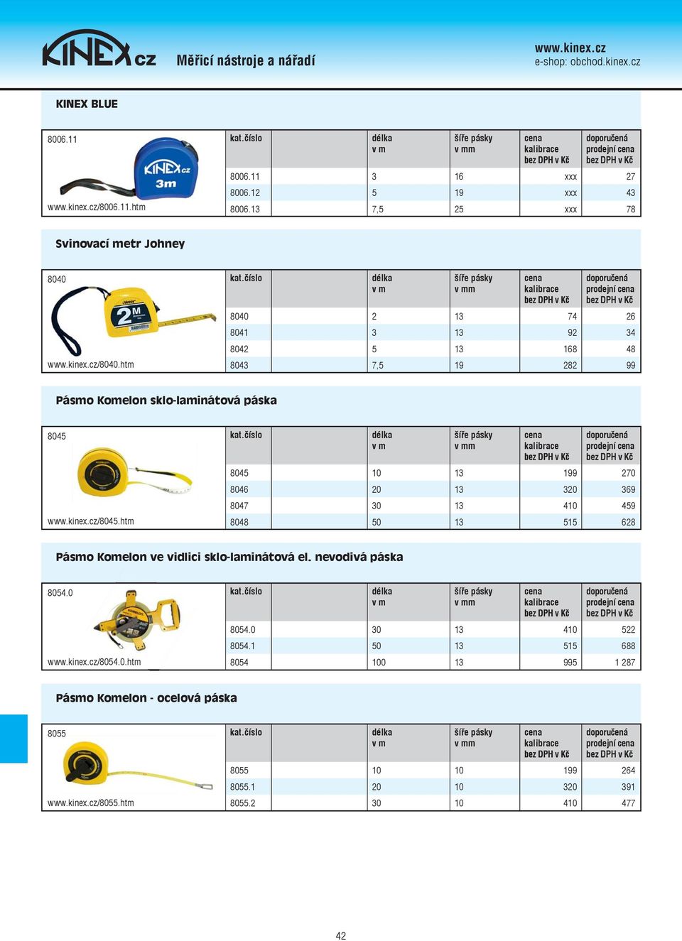 htm 8045 10 13 199 270 8046 20 13 320 369 8047 30 13 410 459 8048 50 13 515 628 Pásmo Komelon ve vidlici sklo-laminátová el. nevodivá páska 8054.