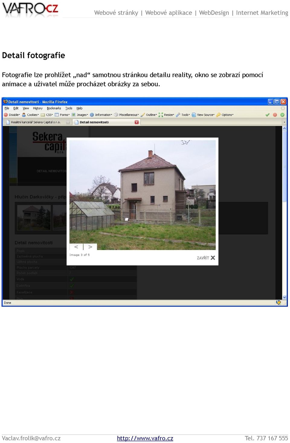 detailu reality, okno se zobrazí