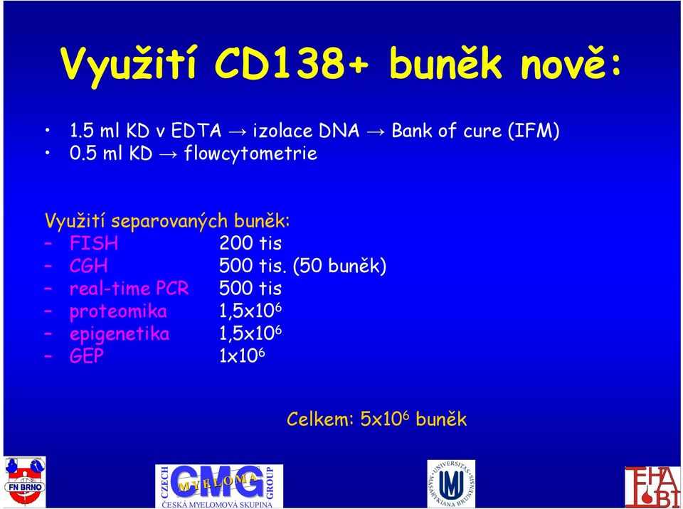 5 ml KD flowcytometrie Využití separovaných buněk: FISH 200 tis