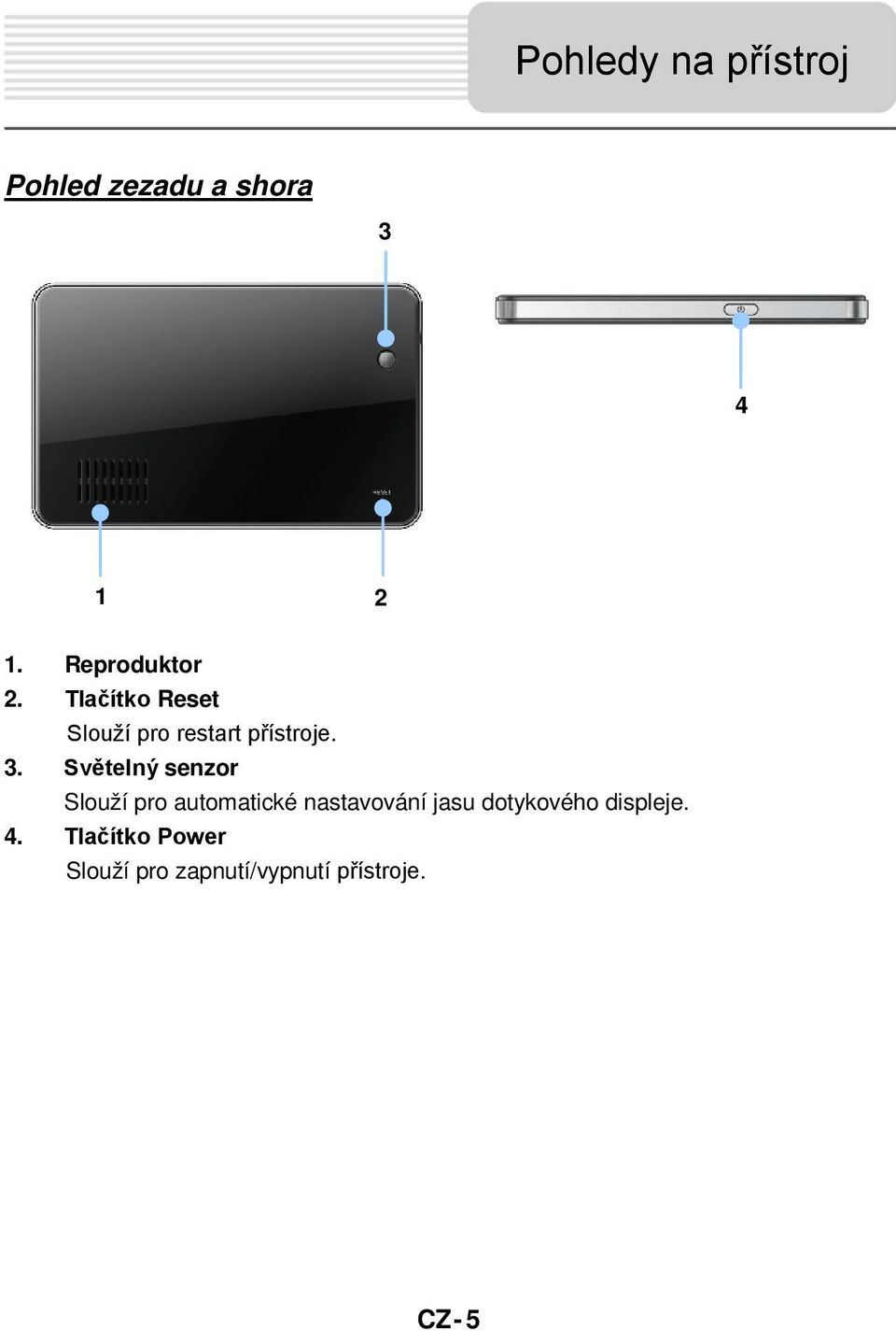 Světelný senzor Slouží pro automatické nastavování jasu