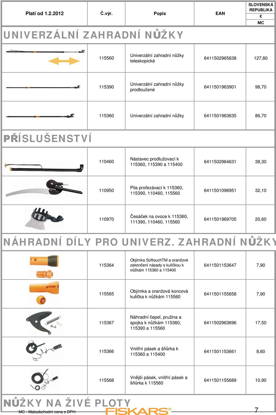 na ovoce k 115360, 111390, 110460, 115560 6411501969705 20,60 NÁHRADNÍ DÍLY PRO UNIVERZ.