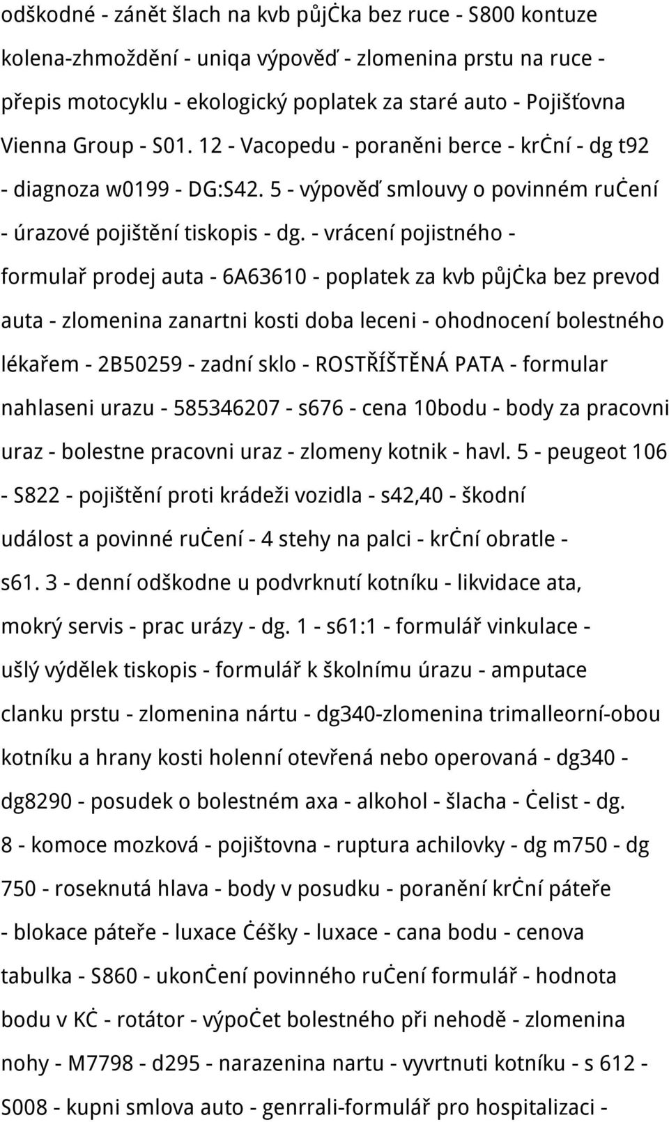 - vrácení pojistného - formulař prodej auta - 6A63610 - poplatek za kvb půjčka bez prevod auta - zlomenina zanartni kosti doba leceni - ohodnocení bolestného lékařem - 2B50259 - zadní sklo -