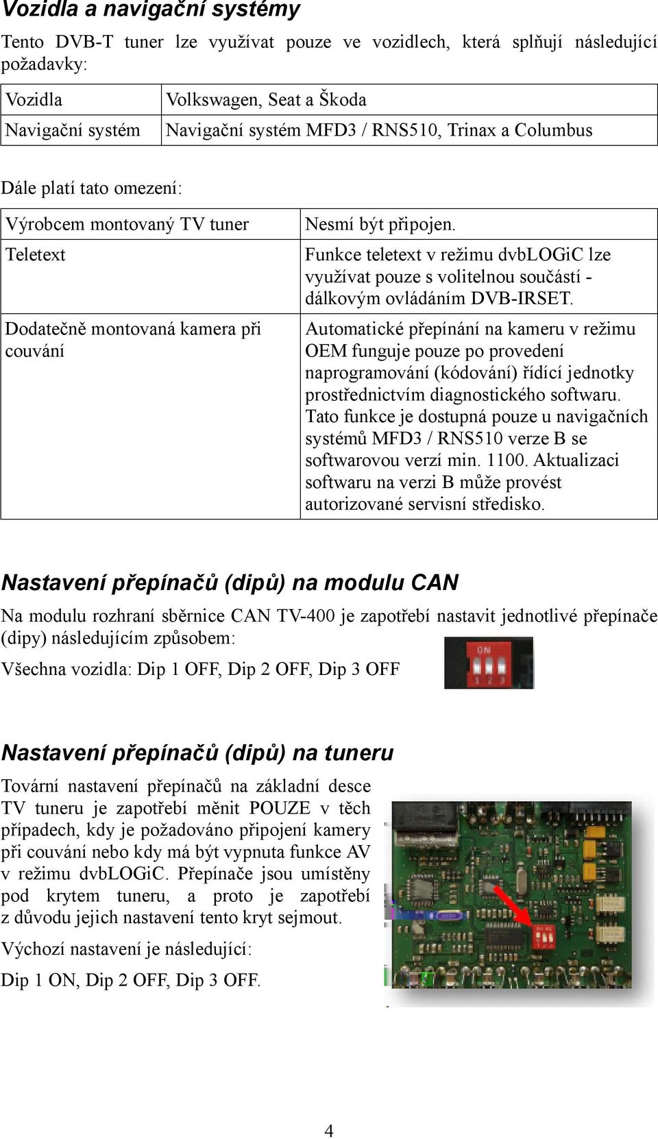 Funkce teletext v režimu dvblogic lze využívat pouze s volitelnou součástí - dálkovým ovládáním DVB-IRSET.