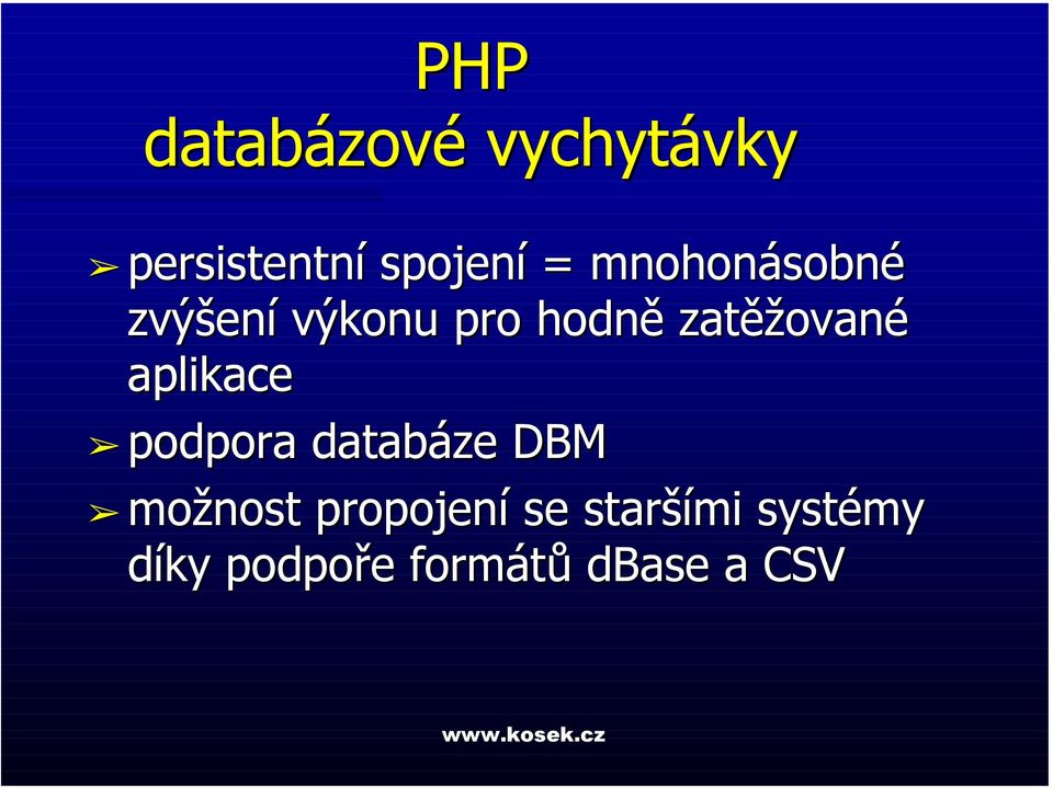 aplikace podpora databáze DBM možnost propojení