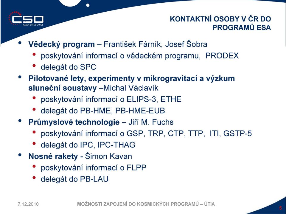 poskytování informací o ELIPS-3, ETHE delegát do PB-HME, PB-HME-EUB Průmyslové technologie Jiří M.