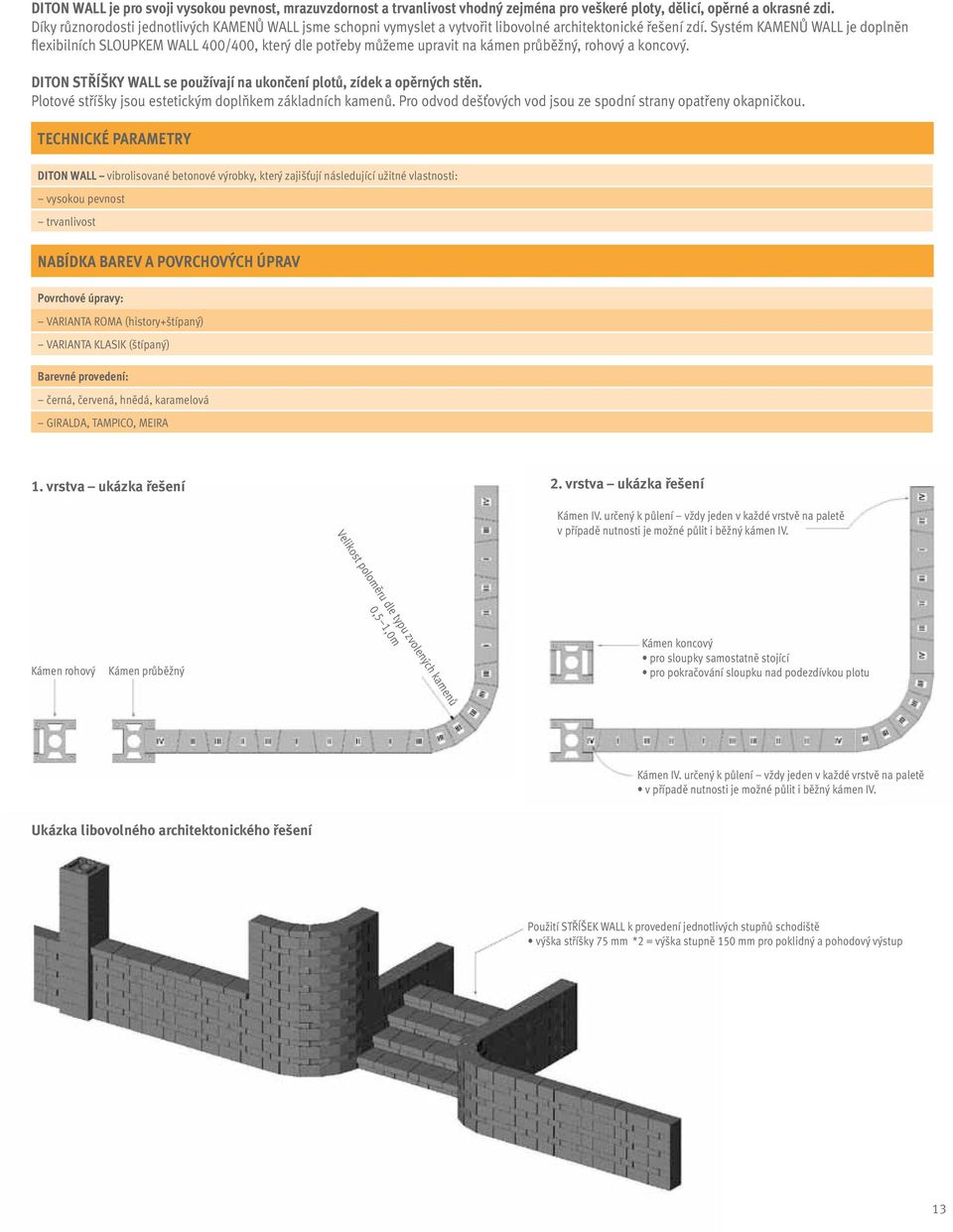 Systém KAMENŮ WALL je doplněn flexibilních SLOUPKEM WALL 400/400, který dle potřeby můžeme upravit na kámen průběžný, rohový a koncový.