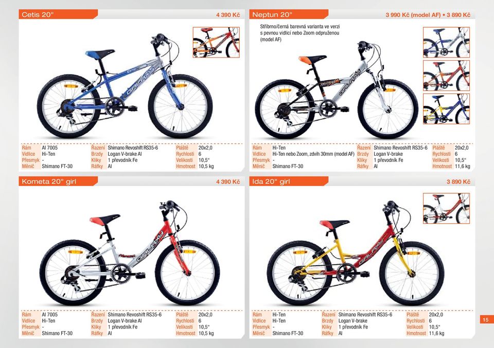 Revoshift RS35-6 Logan V-brake 1 převodník Fe Pláště 20x2,0 Rychlosti 6 Velikosti 10,5 Hmotnost 11,6 kg Kometa 20" girl 4 390 Kč Ida 20" girl 3 890 Kč Přesmyk - Měnič Shimano FT-30 Shimano Revoshift