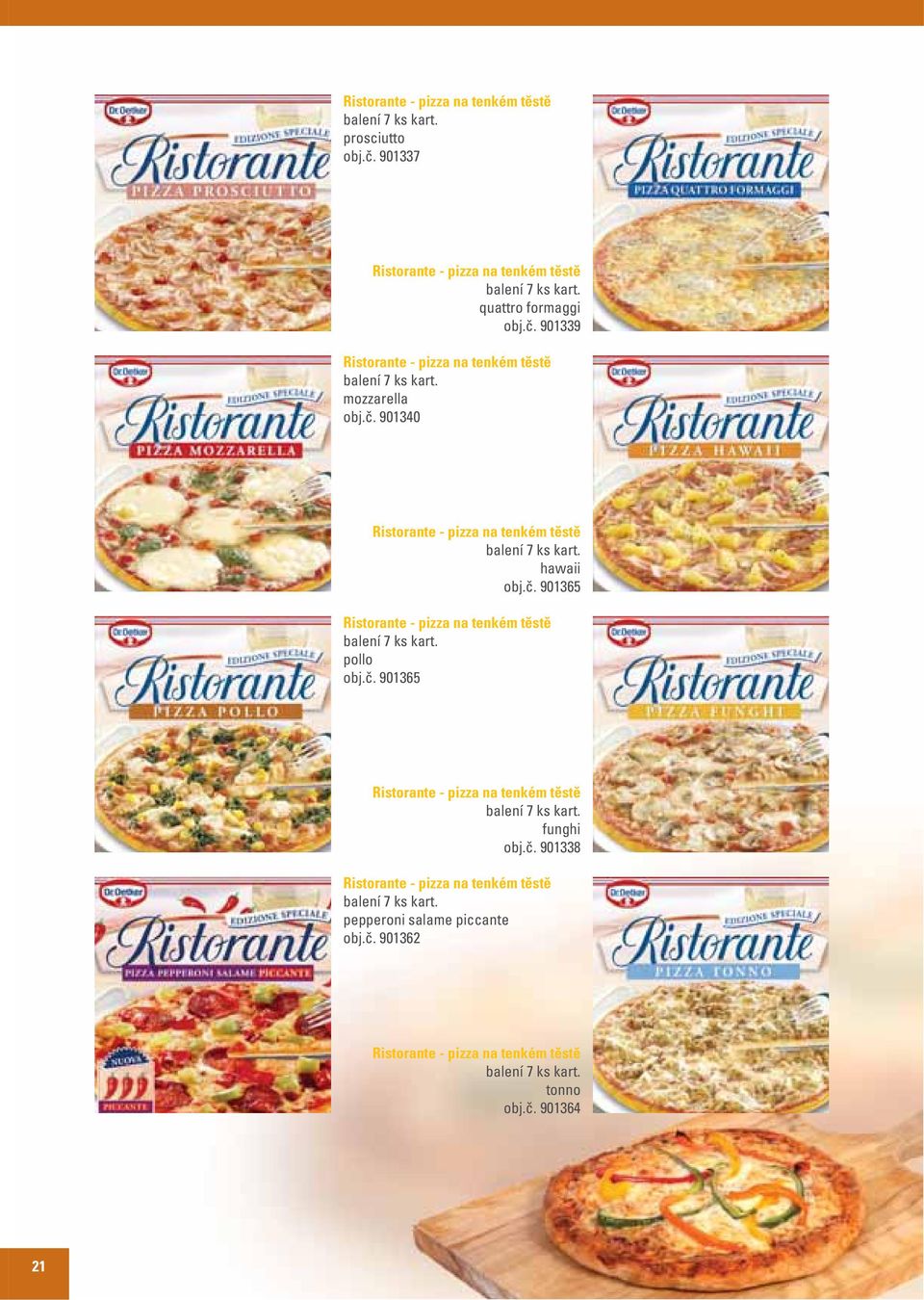 pollo obj.č. 901365 Ristorante - pizza na tenkém těstě balení 7 ks kart. funghi obj.č. 901338 Ristorante - pizza na tenkém těstě balení 7 ks kart.