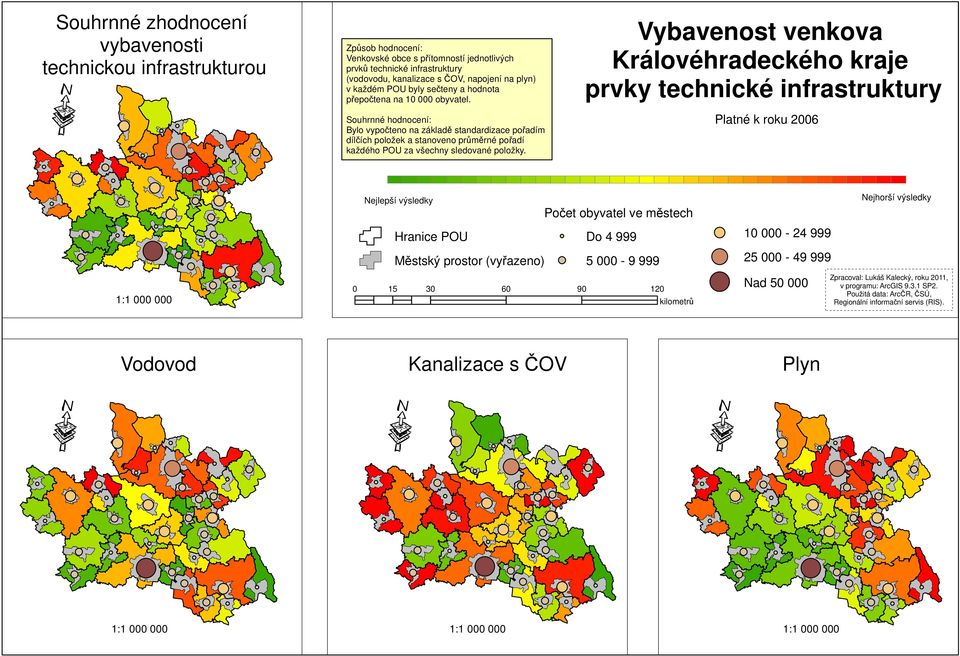 Souhrnné hodnocení: Bylo vypočteno na základě standardizace pořadím dílčích položek a stanoveno průměrné pořadí každého POU za všechny sledované položky.