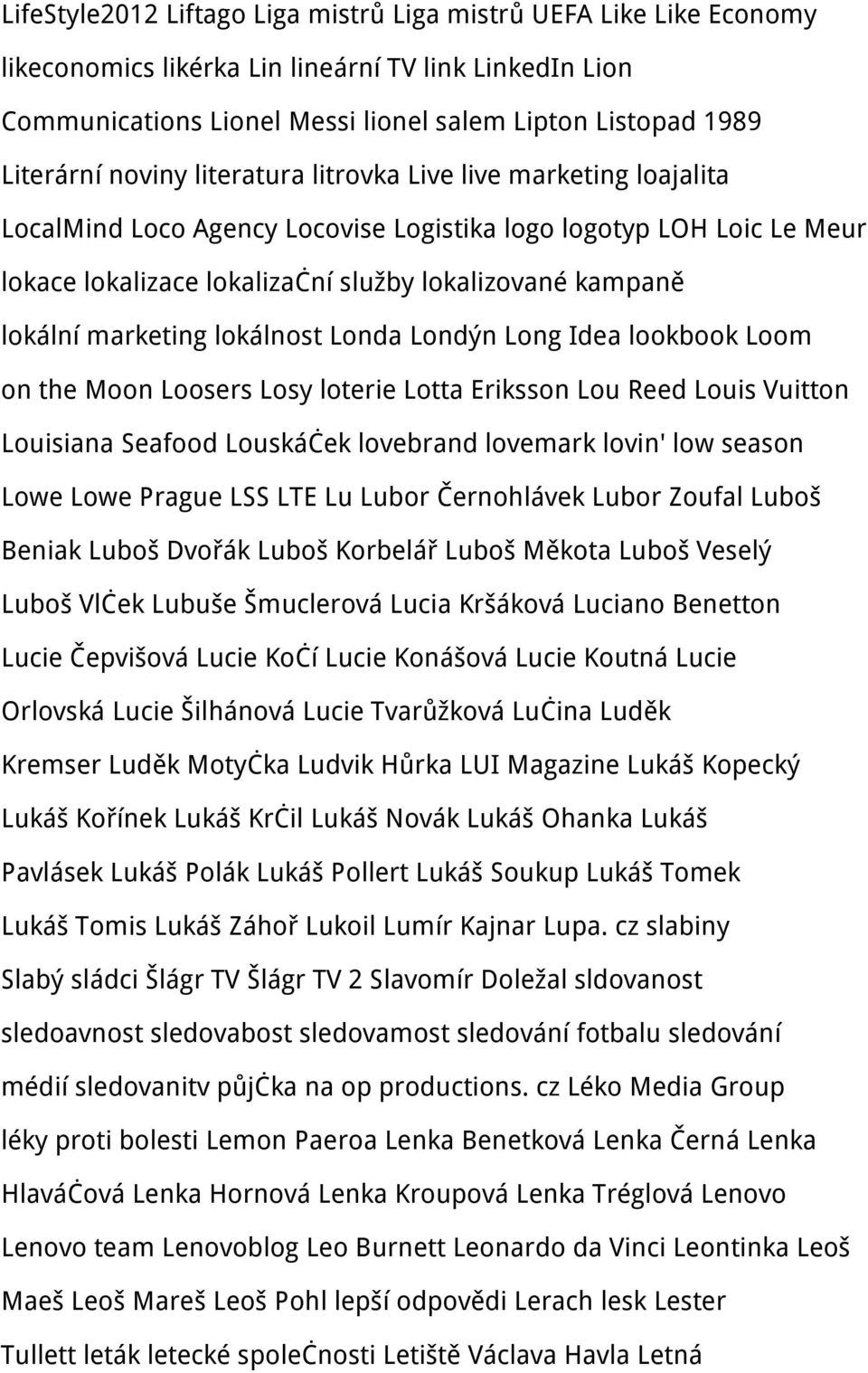 marketing lokálnost Londa Londýn Long Idea lookbook Loom on the Moon Loosers Losy loterie Lotta Eriksson Lou Reed Louis Vuitton Louisiana Seafood Louskáček lovebrand lovemark lovin' low season Lowe