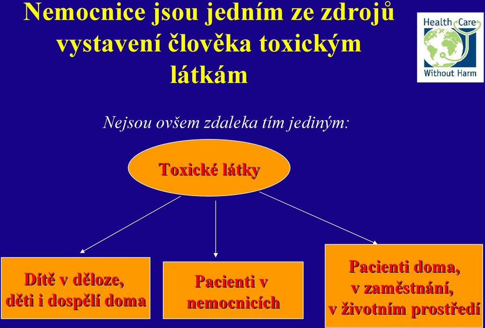 Toxické látky Dítě v děloze, děti i dospělí doma