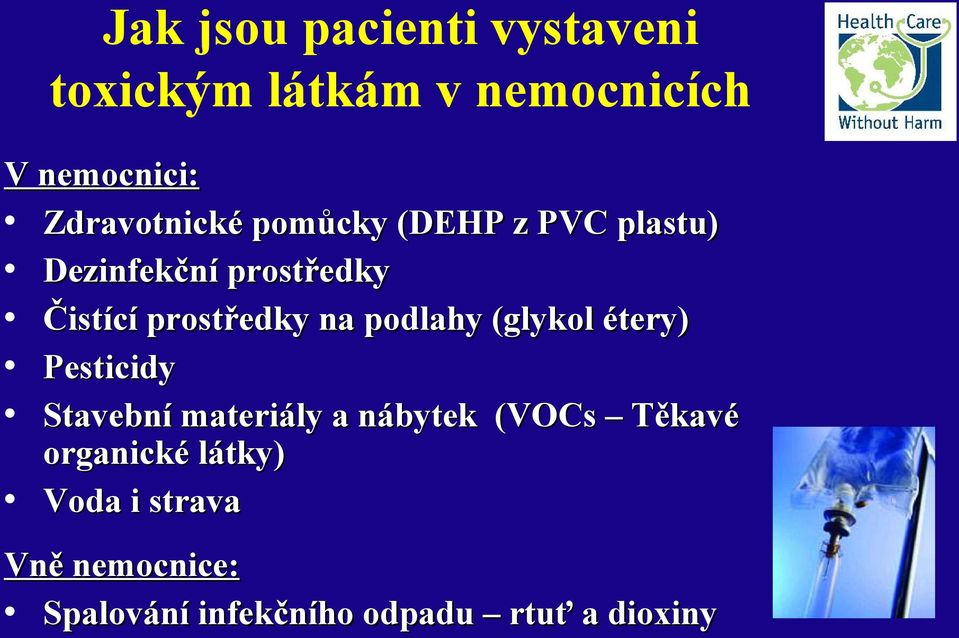 prostředky na podlahy (glykol étery) Pesticidy Stavební materiály a nábytek
