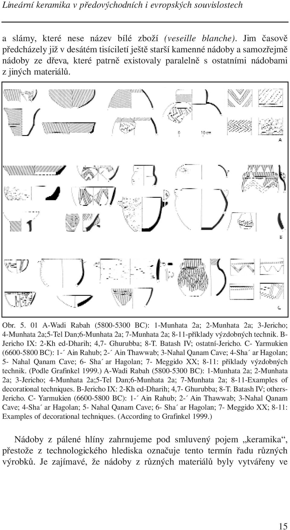 01 A-Wadi Rabah (5800-5300 BC): 1-Munhata 2a; 2-Munhata 2a; 3-Jericho; 4-Munhata 2a;5-Tel Dan;6-Munhata 2a; 7-Munhata 2a; 8-11-příklady výzdobných technik.