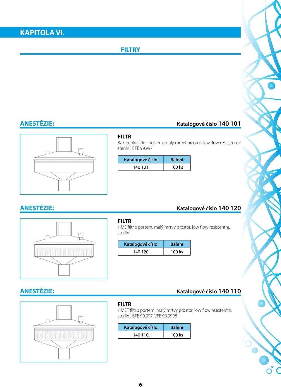 portem, malý mrtvý prostor, low flow resistentní, sterilní 140 120 100 ks ANESTÉZIE: Katalogové číslo 140 110