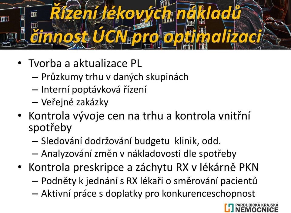 dodržování budgetu klinik, odd.