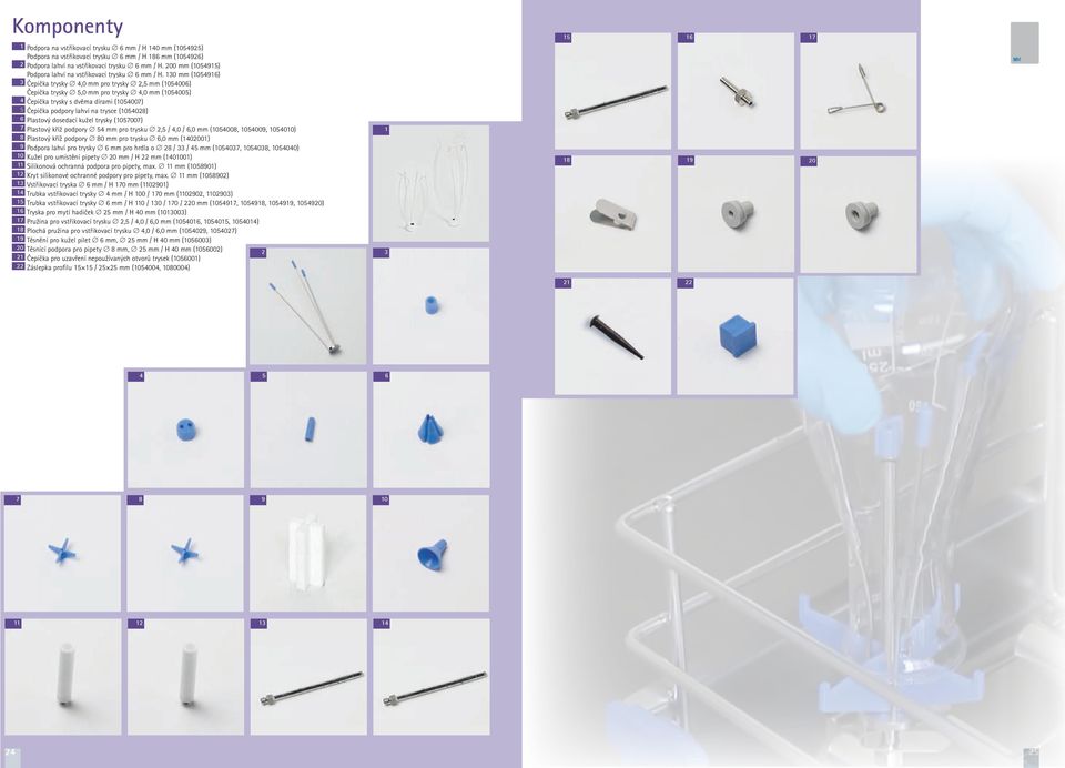 130 mm (1054916) 3 Čepička trysky 4,0 mm pro trysky 2,5 mm (1054006) Čepička trysky 5,0 mm pro trysky 4,0 mm (1054005) 4 Čepička trysky s dvěma dírami (1054007) 5 Čepička podpory lahví na trysce