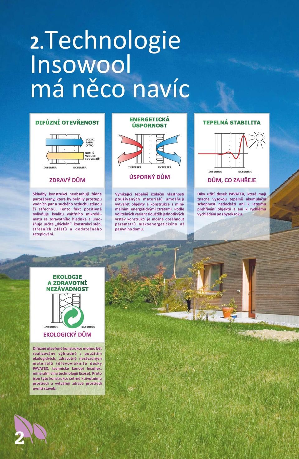 Vynikající tepelně izolační vlastnosti používaných materiálů umožňují vytvářet objekty a konstrukce s minimálními energetickými ztrátami.
