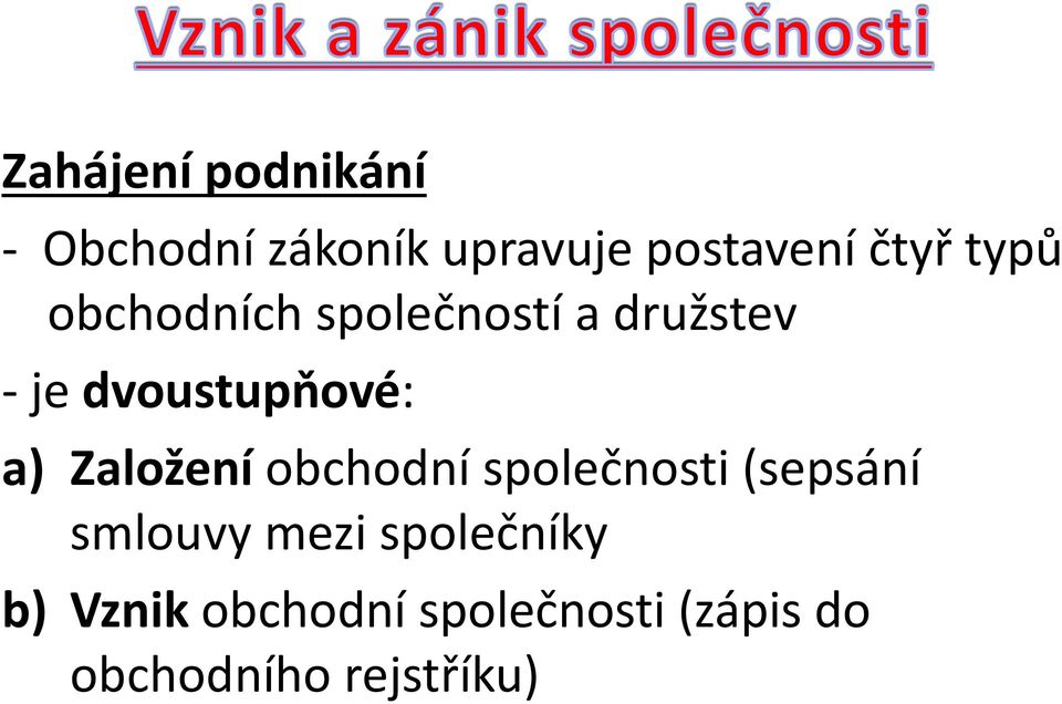 Založení obchodní společnosti (sepsání smlouvy mezi