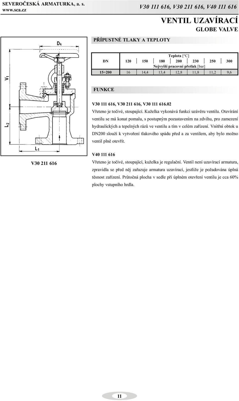 Kuželka vykonává funkci uzávìru ventilu. Otevírání ventilu se má konat pomalu, s postupným pozastavením na zdvihu, pro zamezení hydraulických a tepelných rázù ve ventilu a tím v celém zaøízení.