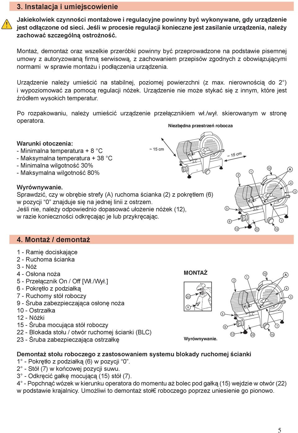 Montaż, demontaż oraz wszelkie przeróbki powinny być przeprowadzone na podstawie pisemnej umowy z autoryzowaną fi rmą serwisową, z zachowaniem przepisów zgodnych z obowiązującymi normami w sprawie