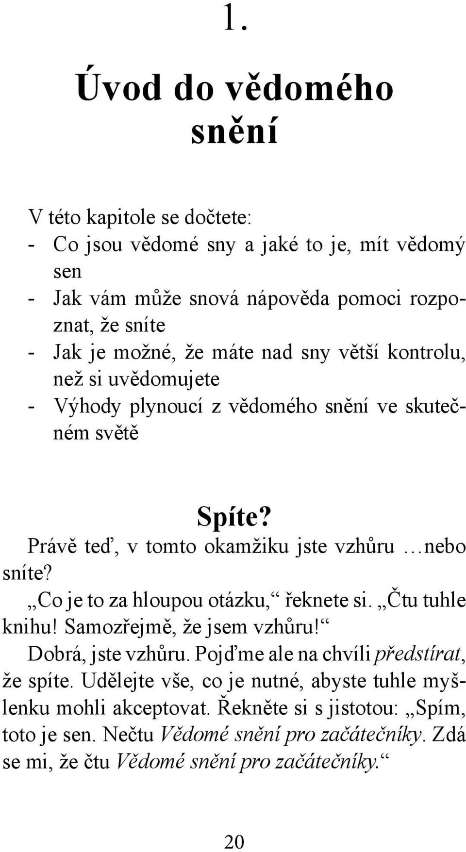 Co je to za hloupou otázku, řeknete si. Čtu tuhle knihu! Samozřejmě, že jsem vzhůru! Dobrá, jste vzhůru. Pojďme ale na chvíli předstírat, že spíte.