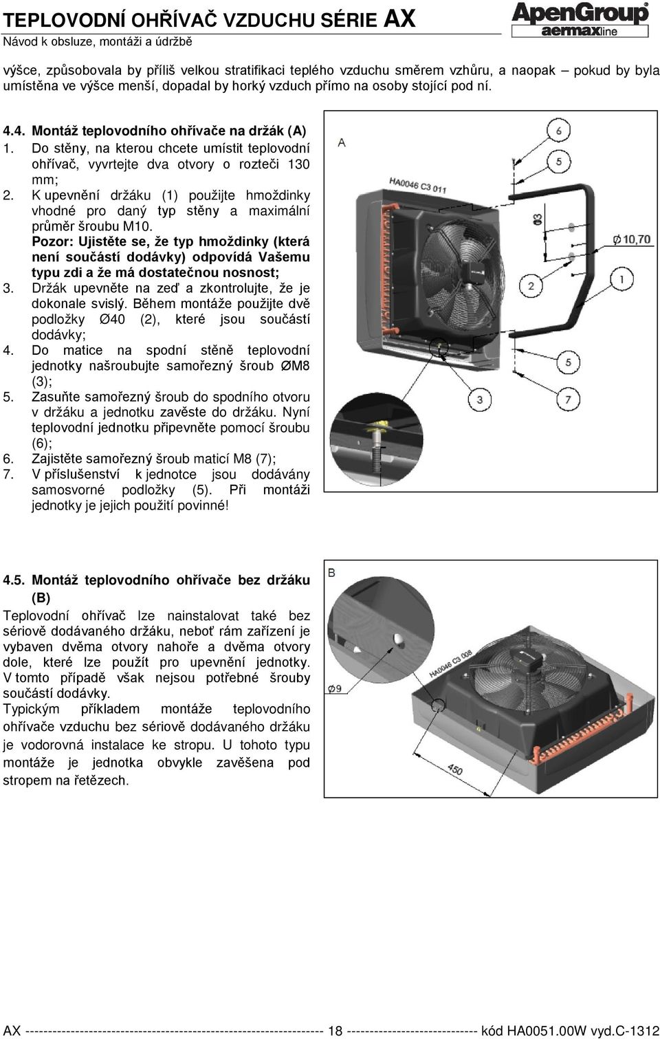 TEPLOVODNÍ OHŘÍVAČ VZDUCHU SÉRIE AX - PDF Stažení zdarma