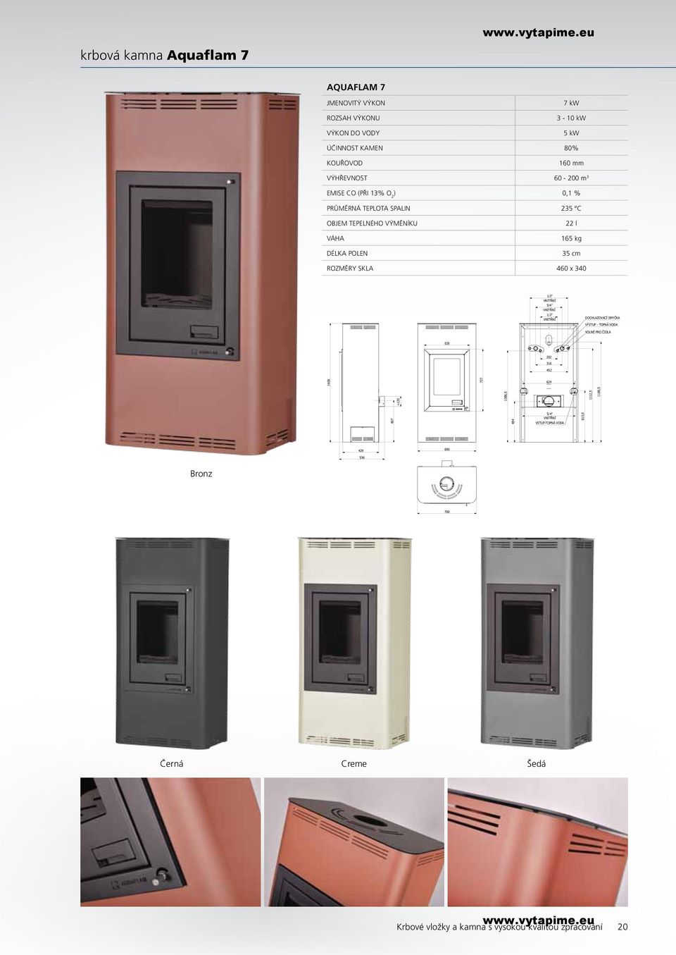 35 cm ROZMĚRY SKLA 460 x 340 5/4" DOCHLAZOVACÍ SMYČKA VÝSTUP - TOPNÁ VODA VOLNÉ PRO ČIDLA 535 202 316 452 1409 n120 737 624 497 1086,5