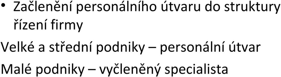 střední podniky personální útvar