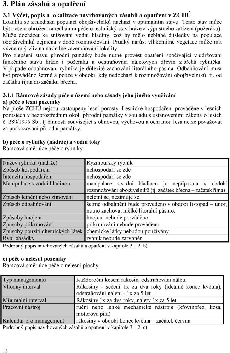 Může docházet ke snižování vodní hladiny, což by mělo neblahé důsledky na populace obojživelníků zejména v době rozmnožování.