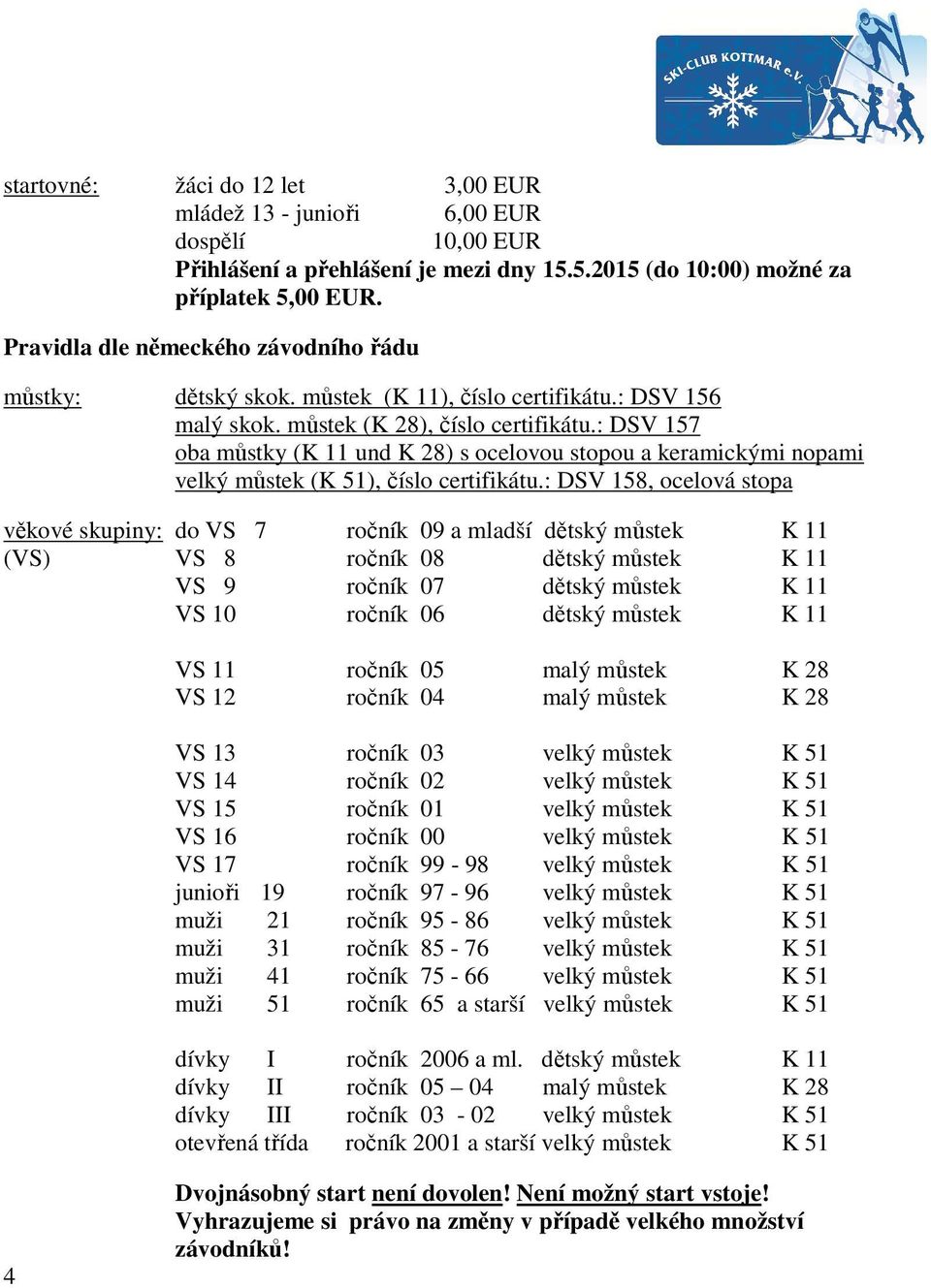 : DSV 157 oba můstky (K 11 und K 28) s ocelovou stopou a keramickými nopami velký můstek (K 51), číslo certifikátu.