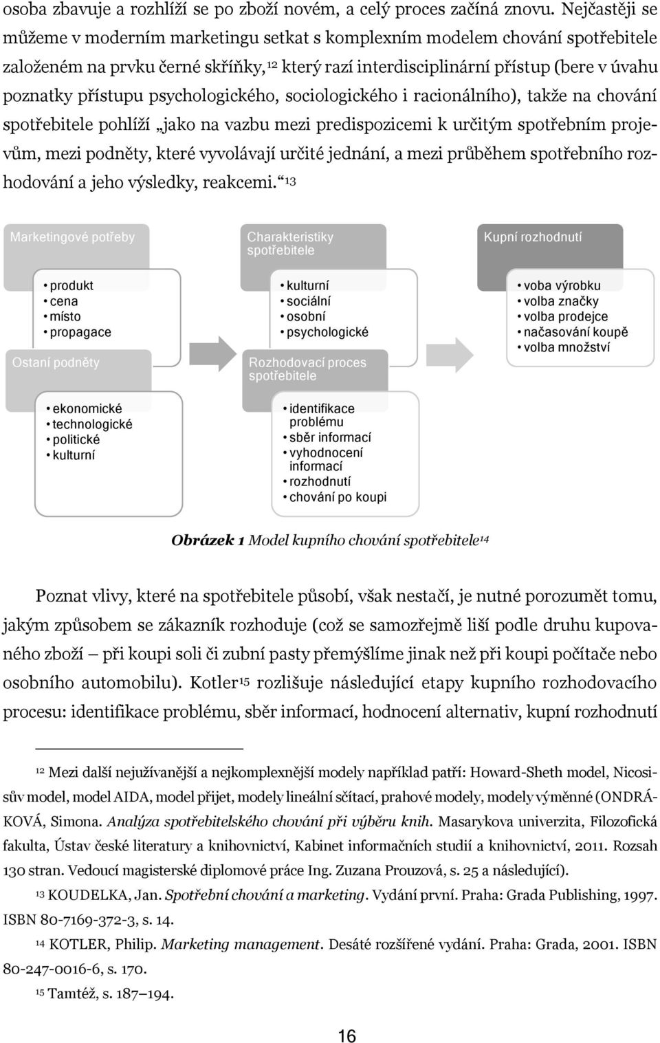 psychologického, sociologického i racionálního), takže na chování spotřebitele pohlíží jako na vazbu mezi predispozicemi k určitým spotřebním projevům, mezi podněty, které vyvolávají určité jednání,