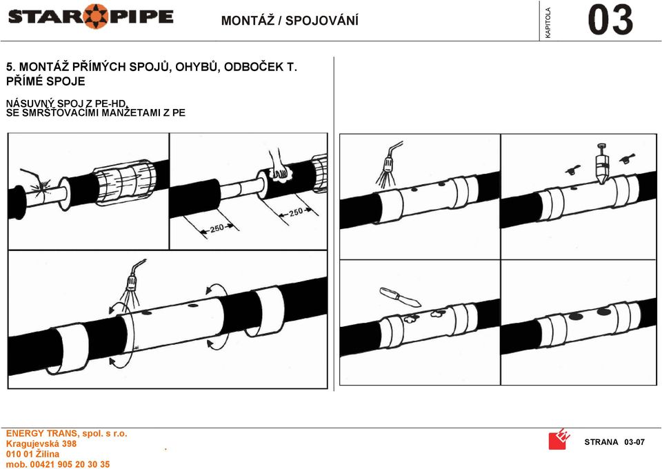 SMRŠŤOVACÍMI MANŽETAMI Z PE ENERGY TRANS,