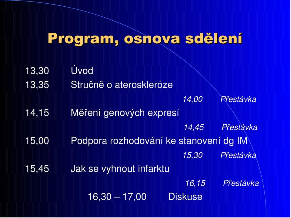 14,45 Přestávka 15,00 Podpora rozhodování ke stanovení dg IM